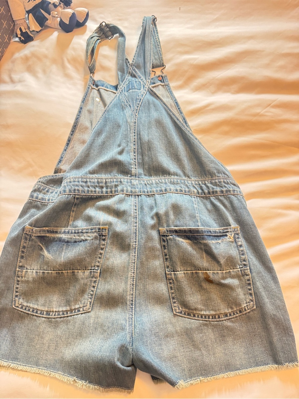 Light Wash Denim Short Overalls - Picture 3 of 3